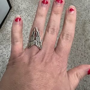 Sterling silver angel wings adjustable ring